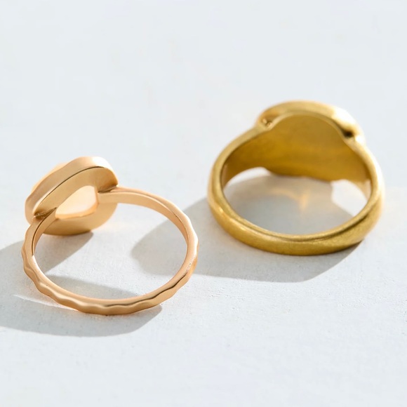 NWT Free People Semi-Precious Ring Set/Duo Gold Tone - Picture 4 of 14